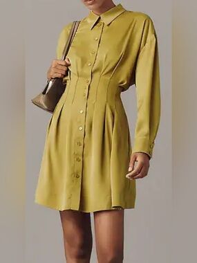 Exquise | Dresses | The Tobie Buttonfront Pleatedmini Shirt Dress By Exquise  | Poshmark